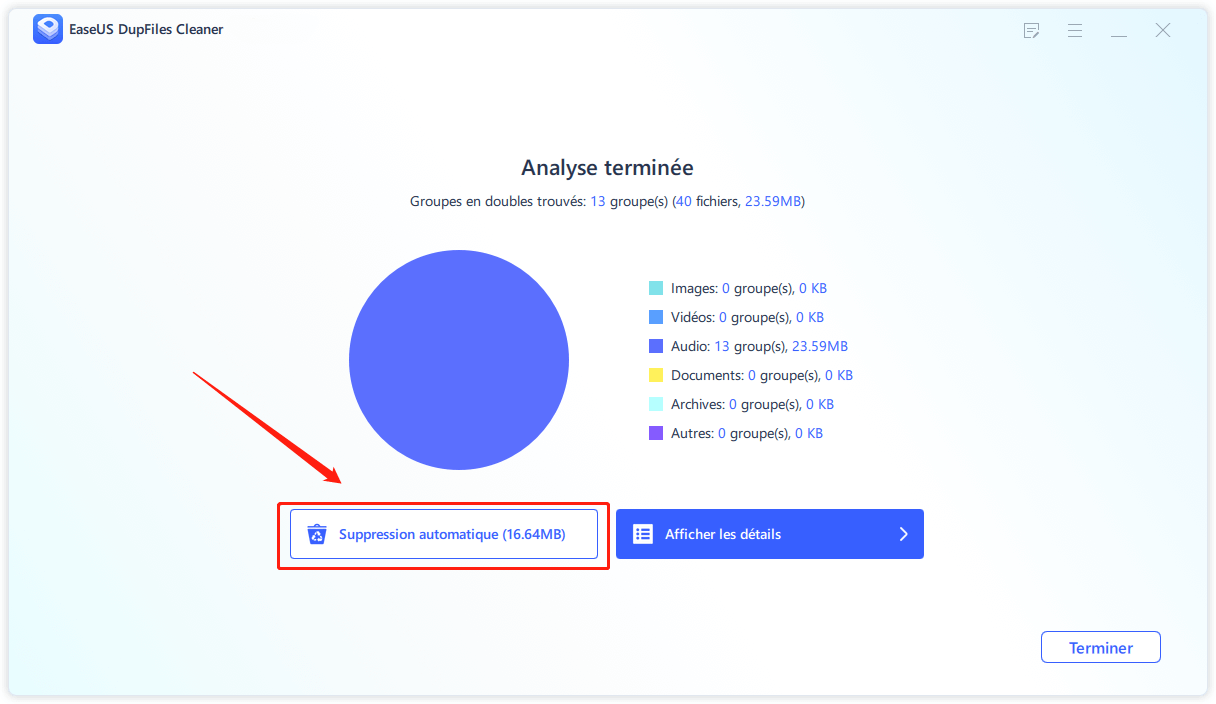 supprimer les audios en double étape3