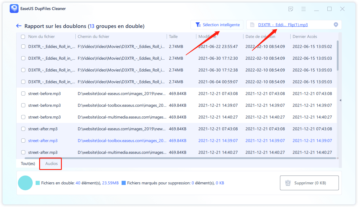 supprimer les audios en double étape4