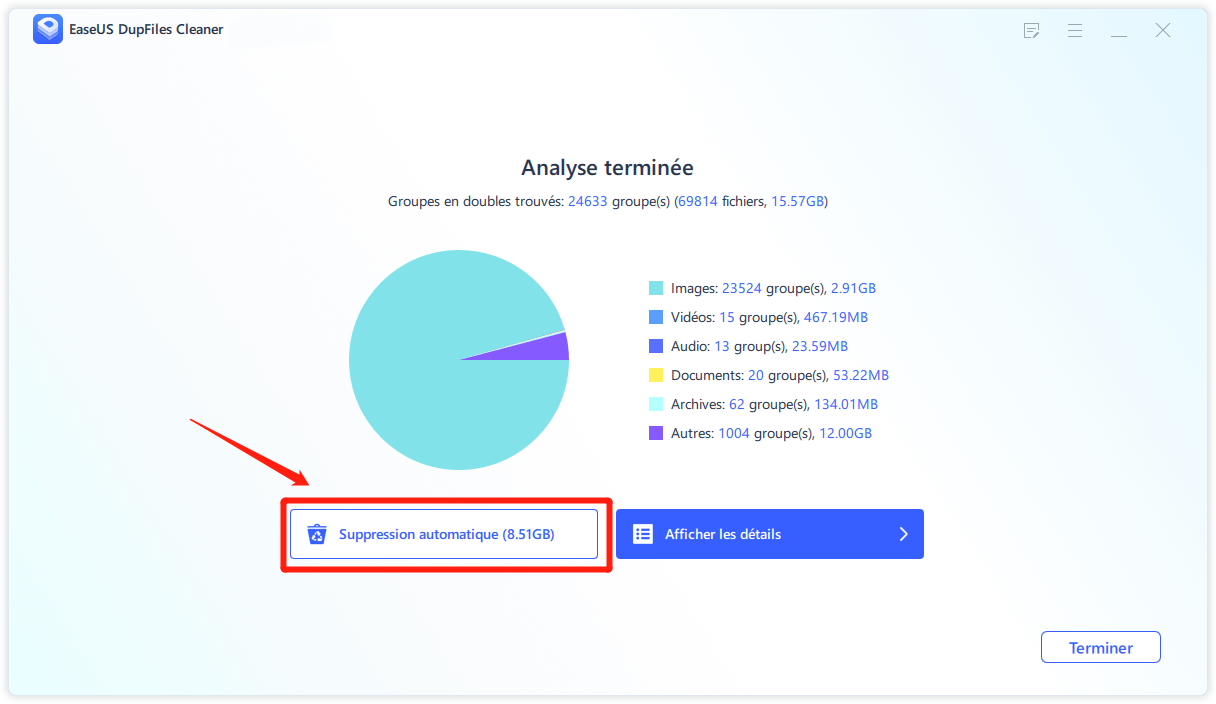 supprimer des fichiers en double étape 3
