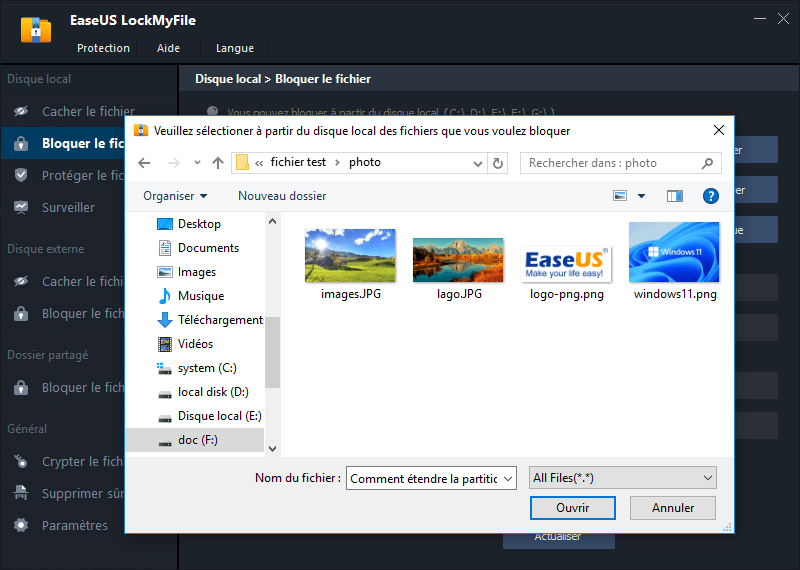 Verrouiller les fichiers avec EaseUS LockMyFile