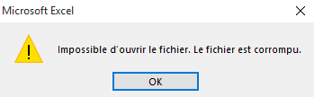 Erreur de Microsoft : Le fichier est endommagé et ne peut pas être ouvert