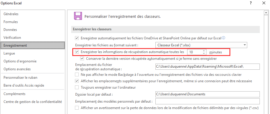 comment récupérer un fichier Excel non enregistré