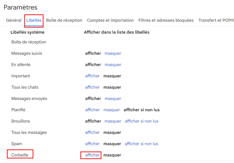 Récupérer les emails supprimés de Gmail.