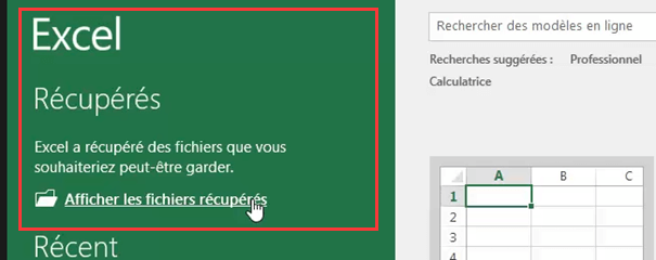 comment récupérer un fichier Excel non enregistré