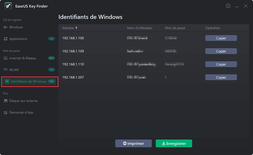 Cliquez sur Identifiant de Windows dans le volet gauche d'EaseUS Key Finder