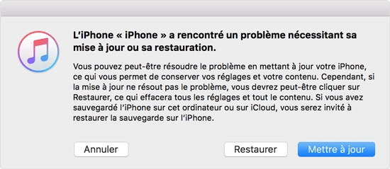 Restaurer l'iPhone avec iTunes