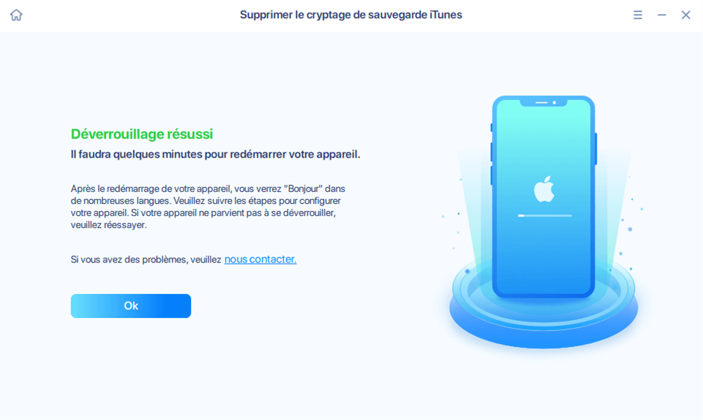 Supprimer le cryptage de la sauvegarde iTunes - Étape 4