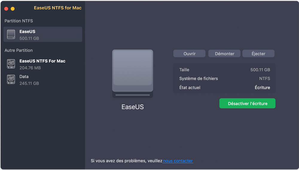Éjecter le disque NTFS de Mac