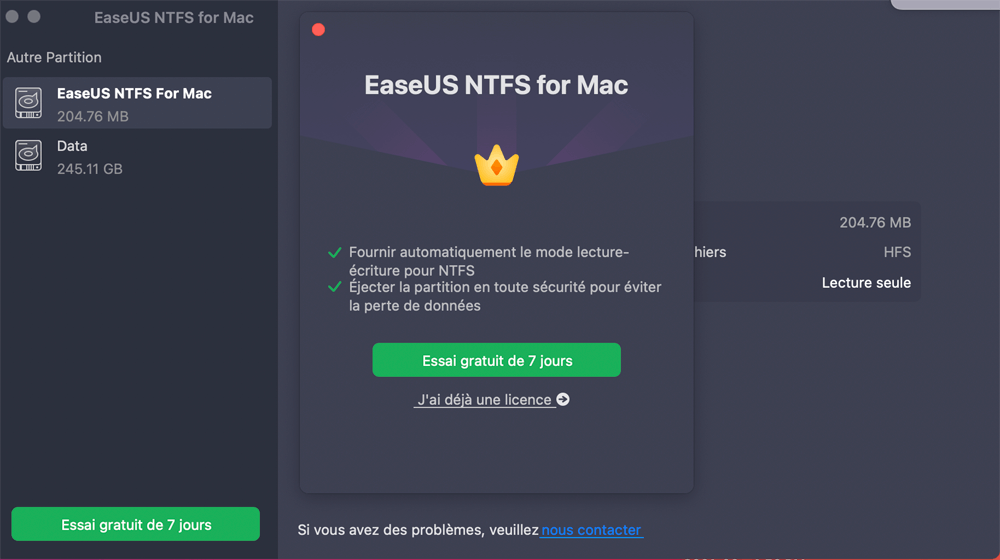 Débloquer EaseUS NTFS pour Mac