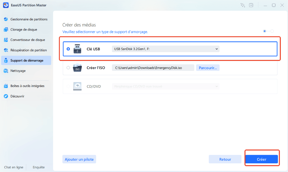 créer une partition de disque de démarrage maître Easeus