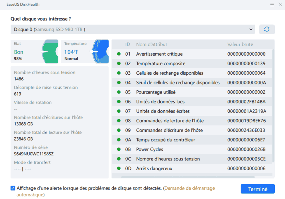 choisir le disque cible