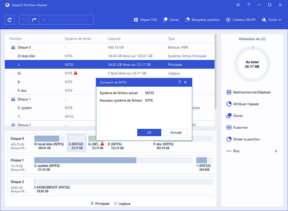 Le fichier est trop grand pour le système de fichiers de destination