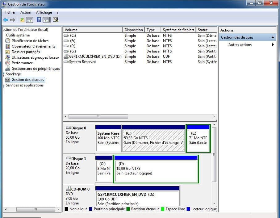 Gestion des disques dans Windows