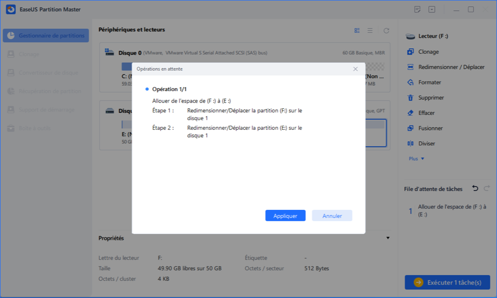 terminer l'extension de la partition