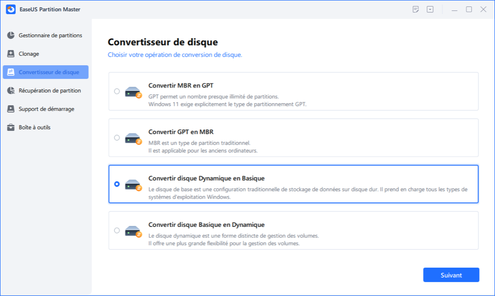 Comment convertir/changer un disque dynamique en disque de base sans perdre de données?