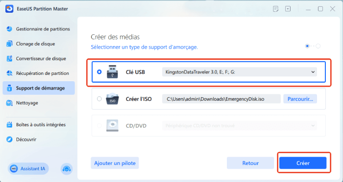 Créer un disque amorçable