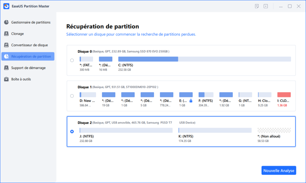 récupération de partition externe étape 1