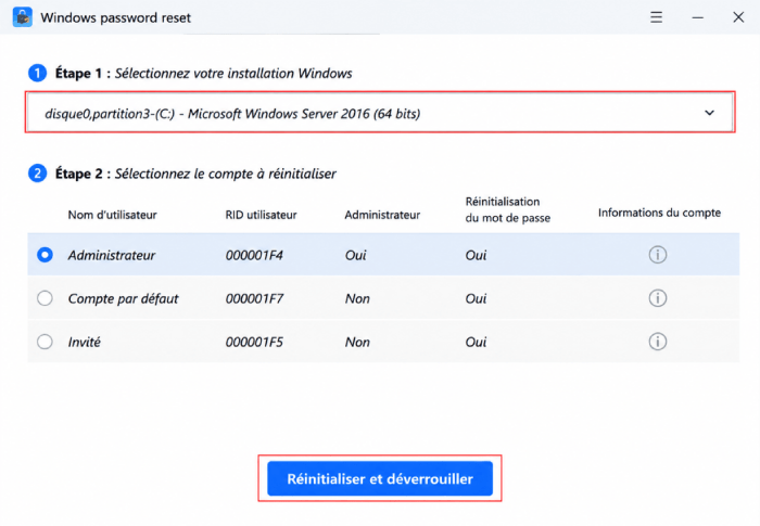 Choisissez le compte approprié