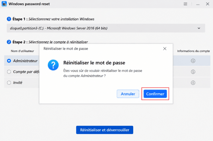 Confirmez l’action
