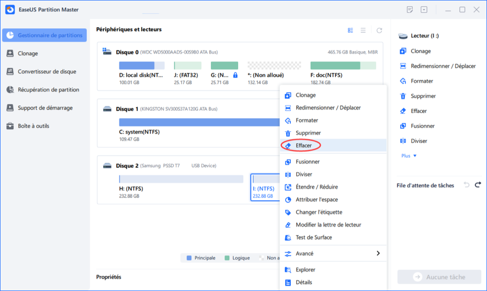sélectionner la partition que vous souhaitez effacer