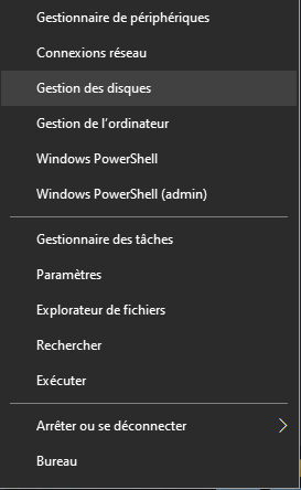 accéder à la gestion des disques via la gestion informatique