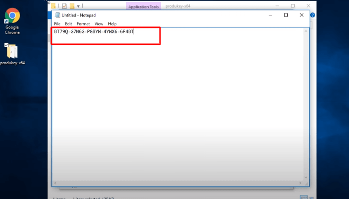 copier la clé sur le bloc-notes