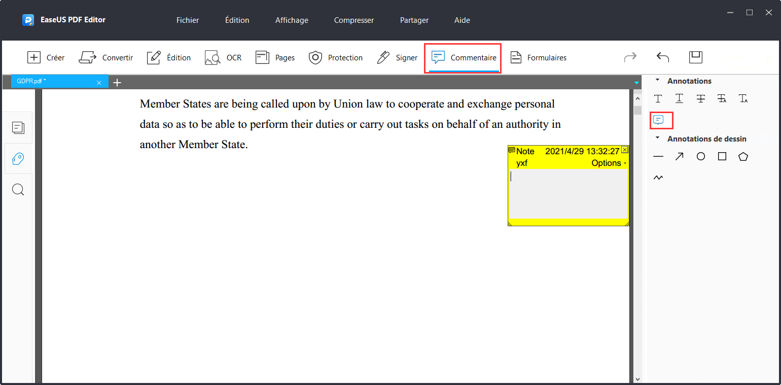 Supprimer les commentaires du PDF
