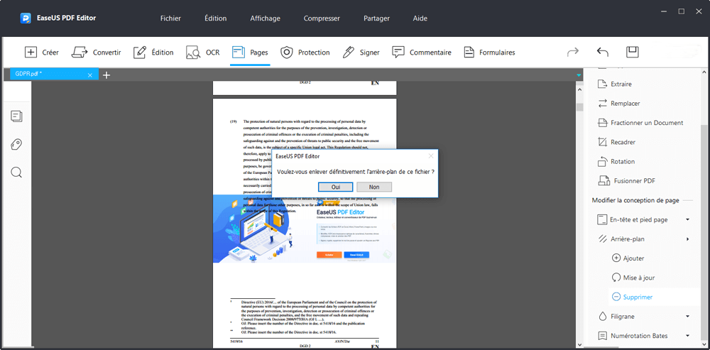 EaseUS PDF Editor Suppression de l'image d'arrière-plan