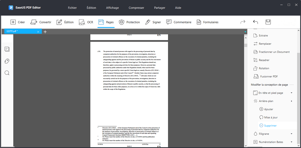 EaseUS PDF Editor Supprimer l'image d'arrière-plan