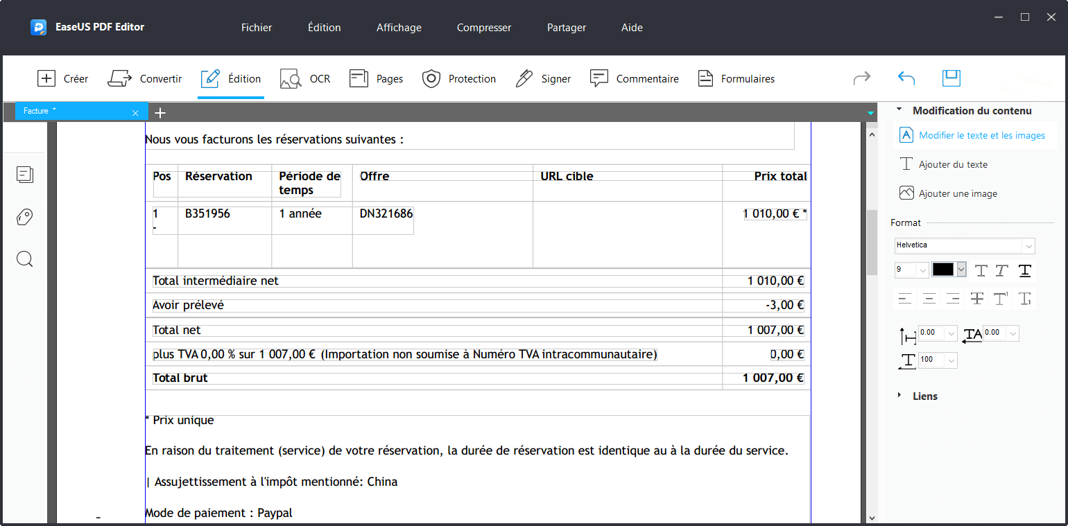 Mode d'édition d'EaseUS PDF Editor