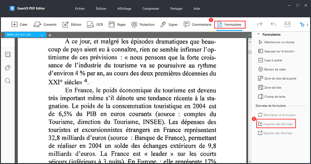 Importer des données en pdf