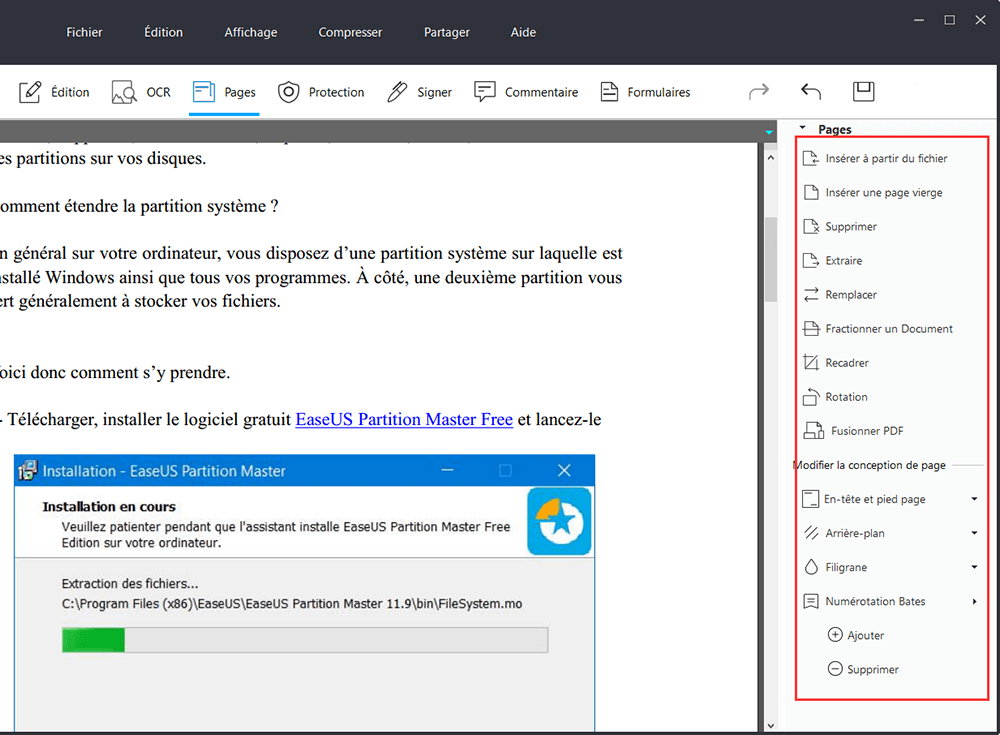 EaseUS PDF Editor ajouter la marge deux