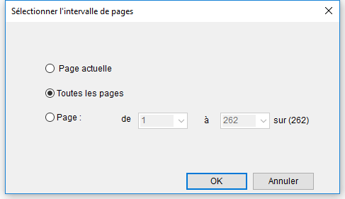 sélectionnez la plage de pages