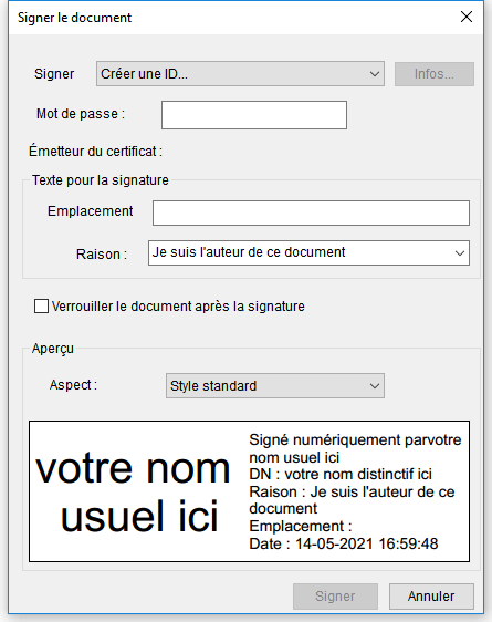 signer le document