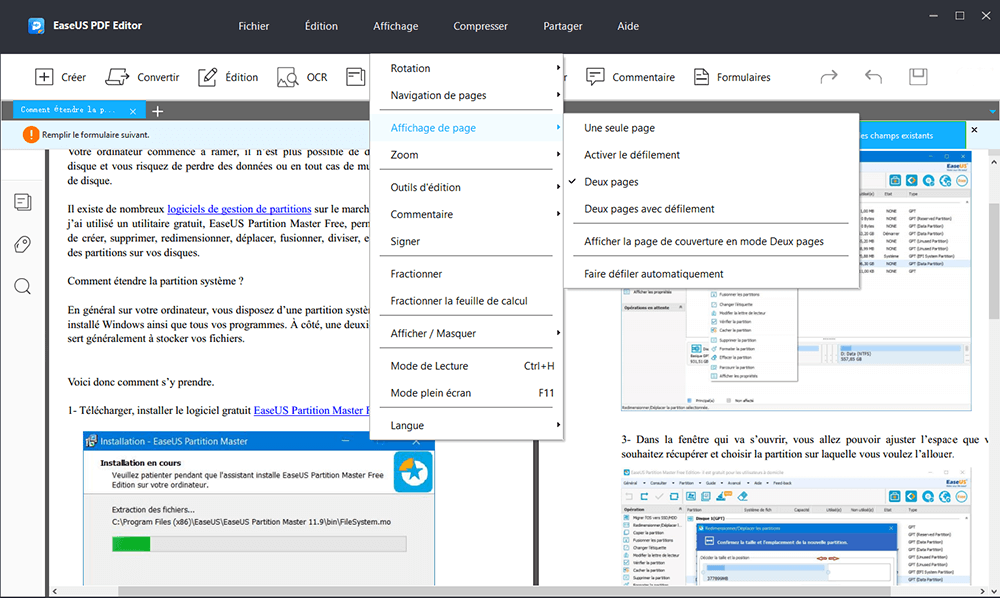 Comment afficher facilement des pages PDF côte à côte sur Windows/Mac EaseUS