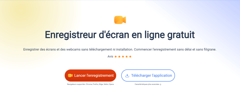 Outil d'enregistrement d'écran en ligne