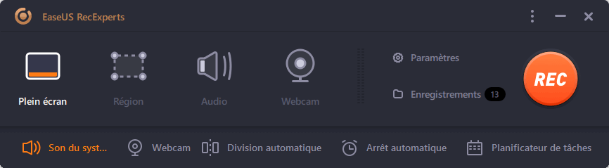 EaseUS RecExperts - enregistreur d'écran avec reconnaissance faciale et audio