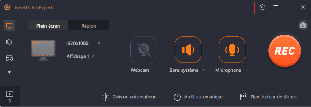 Cliquez sur le bouton Paramètres