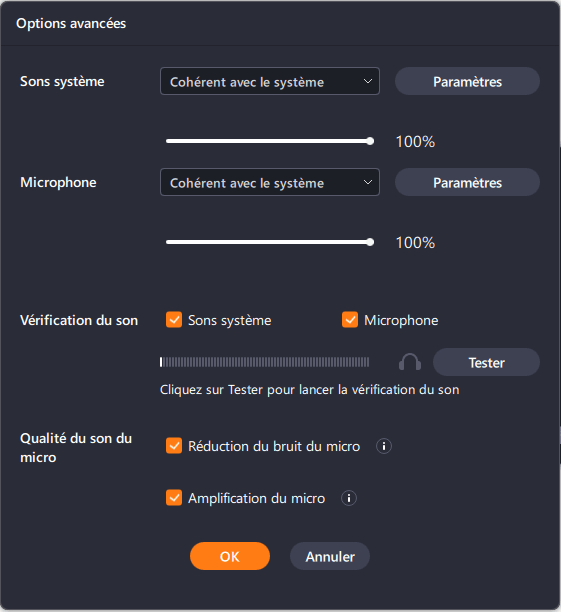 ajuster les paramètres du microphone