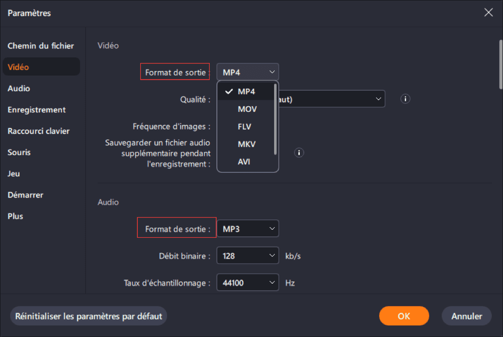 Enregistrer sous différents formats