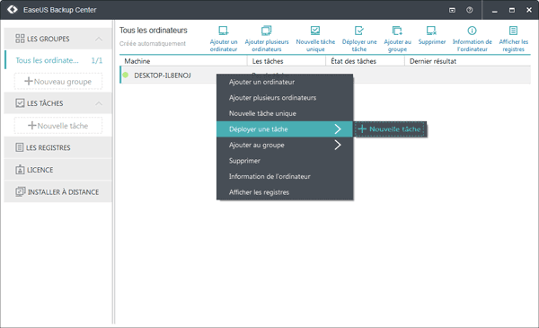 EaseUS Backup Center Déployer la tâche