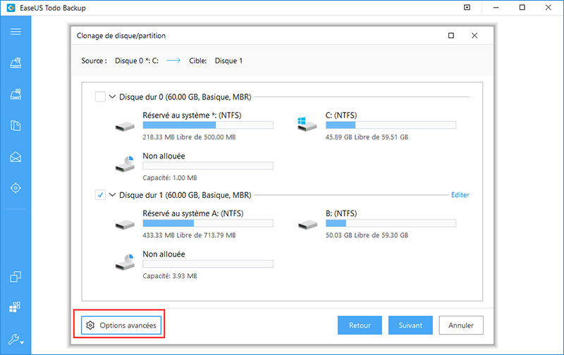 EaseUS Todo Backup - clone de disque / partition