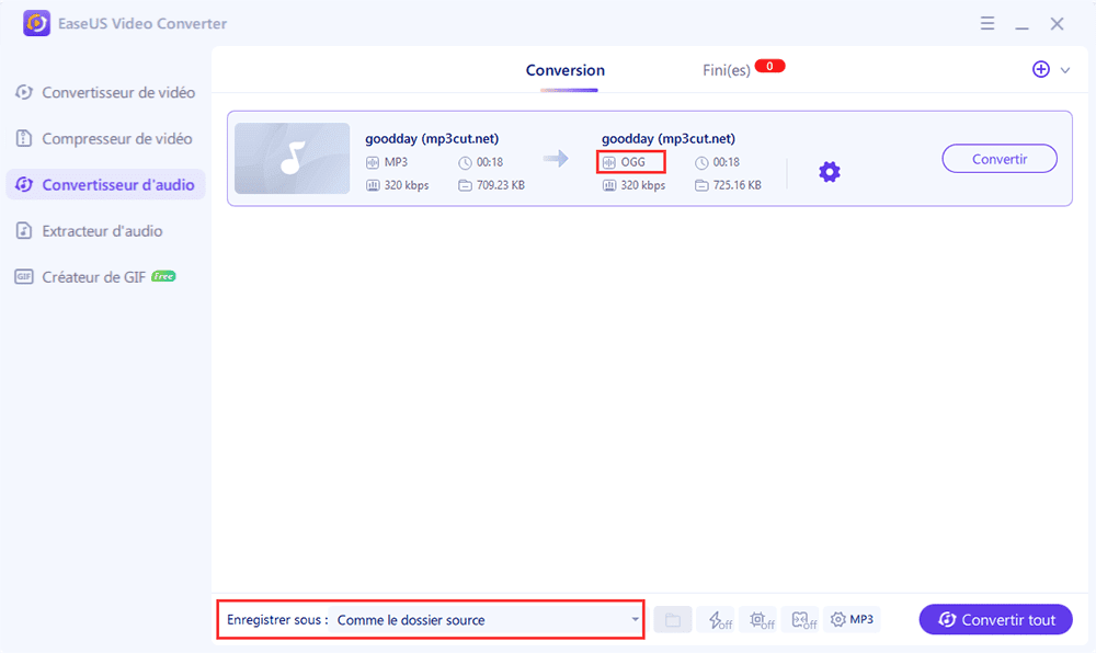 convertir l'audio en ogg