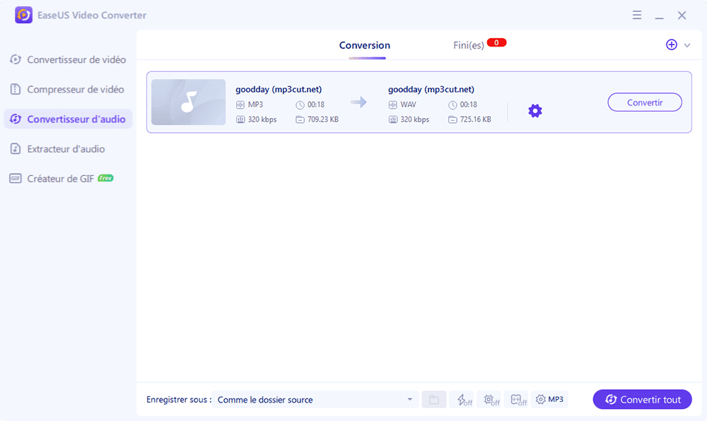 Démarrez la conversion