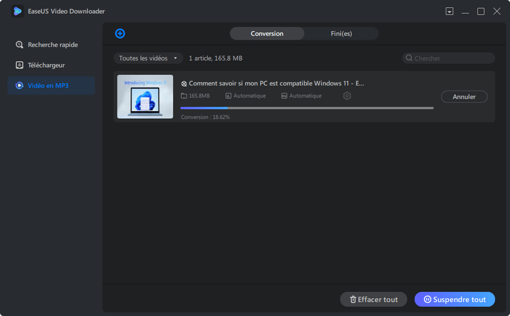 Convertir des vidéos en MP3 - Étape 2