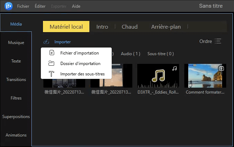 supprimer les sous-titres d'un MKV  importer le fichier