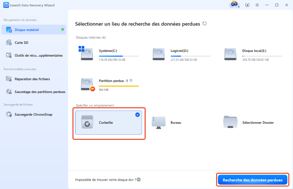 Exécutez un logiciel de récupération de données.