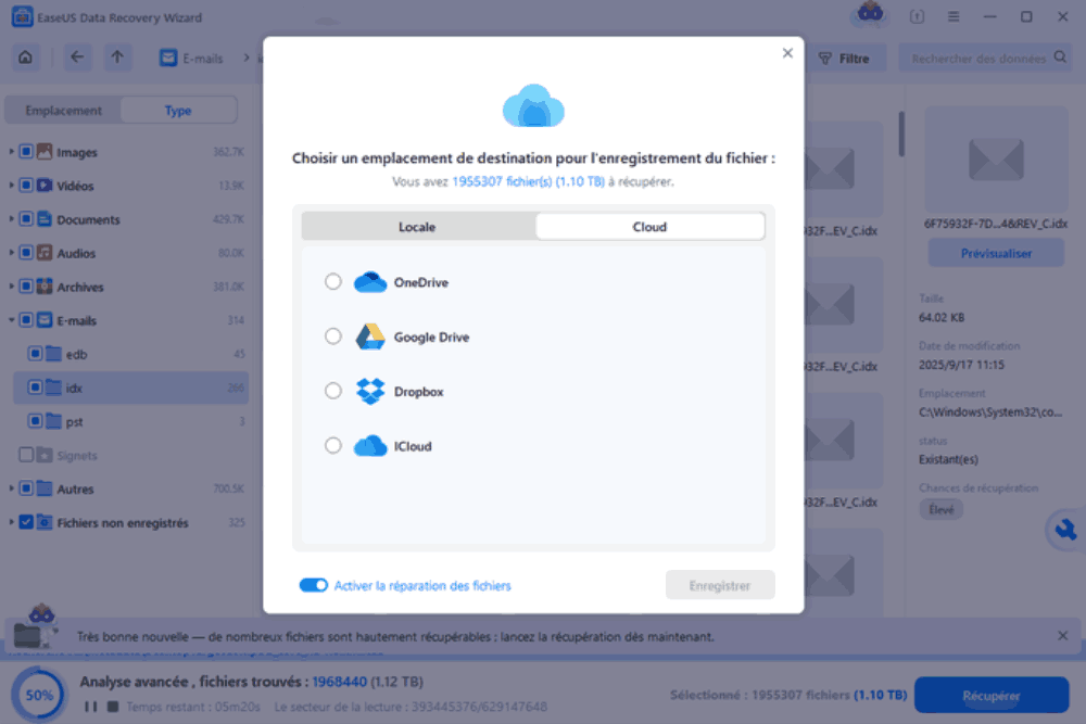 Restaurer les emails