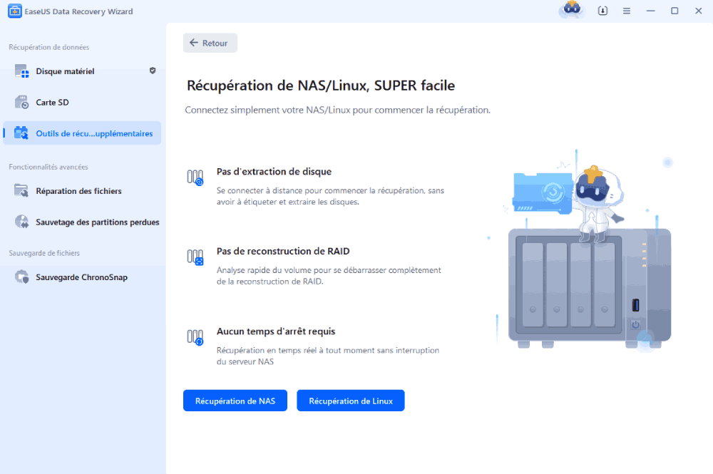 Sélectionner un serveur NAS et commencer la récupération