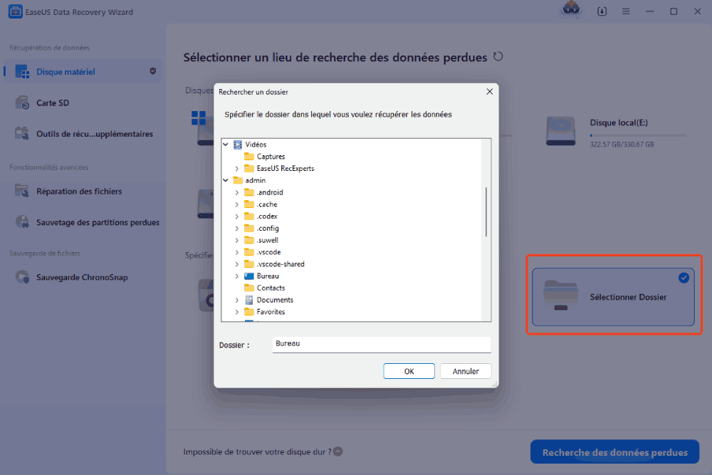 Exécutez un logiciel de récupération de données.